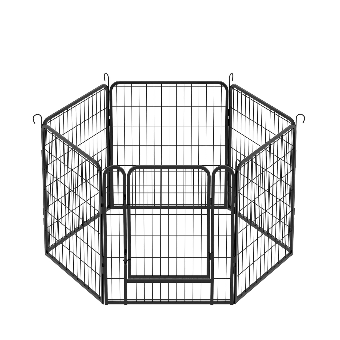 53.94" 6 Panels Heavy Duty Metal Playpen With Door, Dog Fence Pet Exercise Pen For Outdoor, Indoor - Black