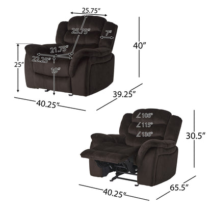 Classic Design, Plush, Glider Recliner - Brown