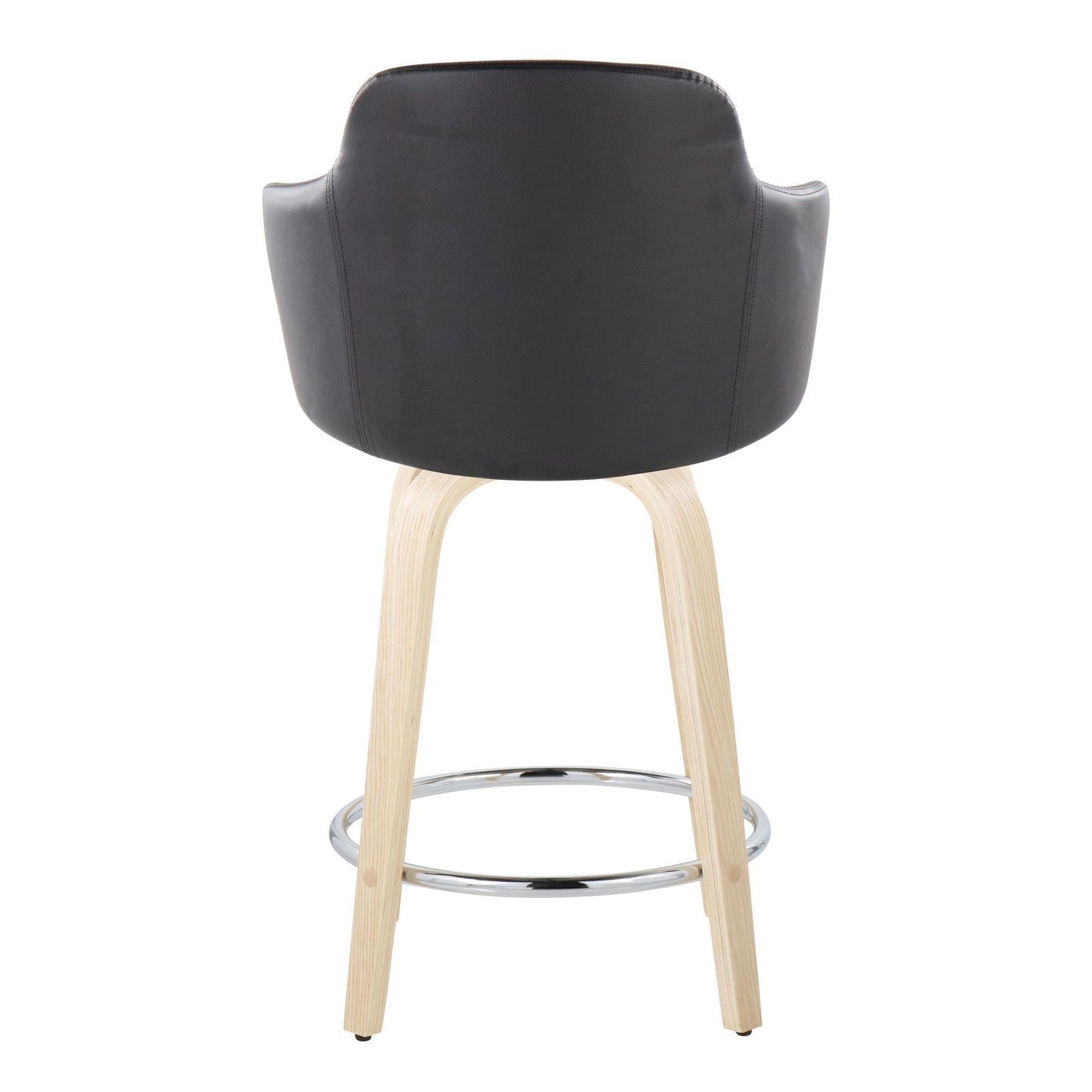 Boyne - Contemporary Fixed Height Counter Stool With Swivel With Round Footrest (Set of 2) - Natural / Black