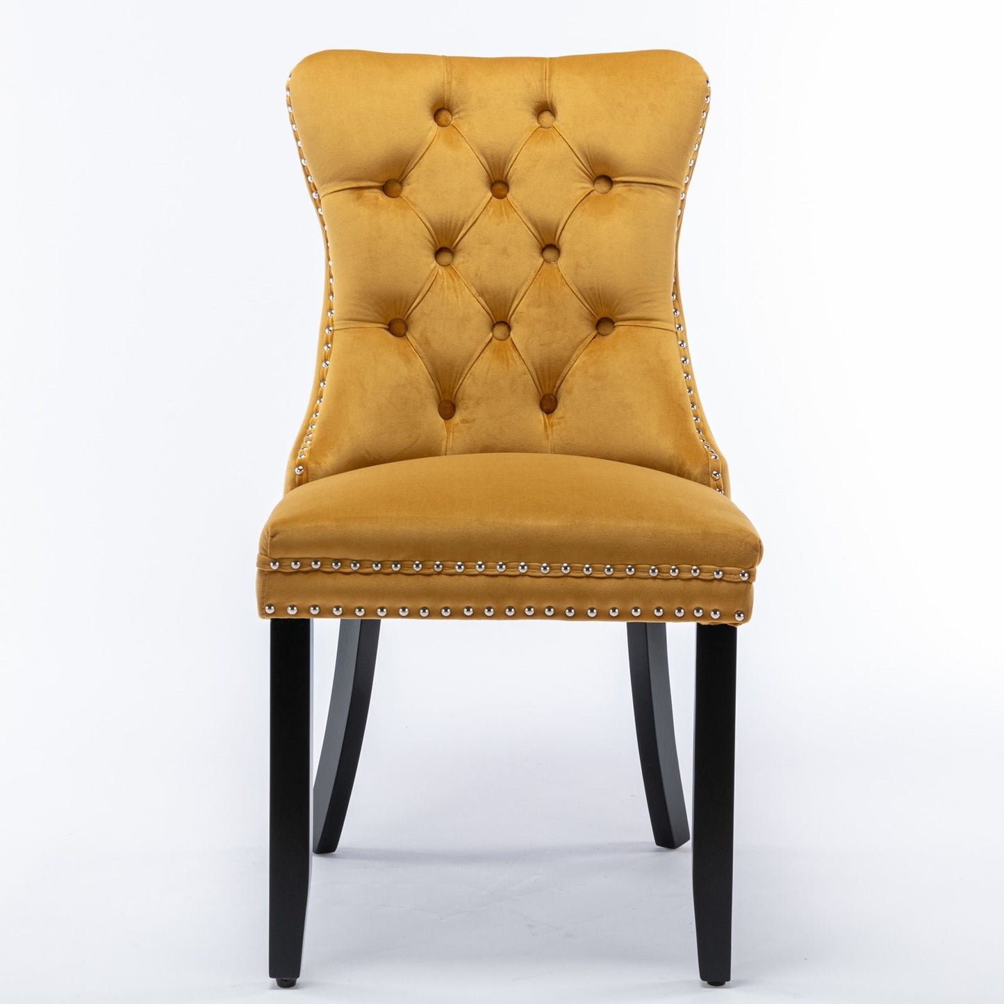 Nikki - Modern, High-End Tufted Solid Wood Contemporary Velvet Upholstered Dining Chair With Wood Legs Nailhead Trim (Set of 2) - Gold