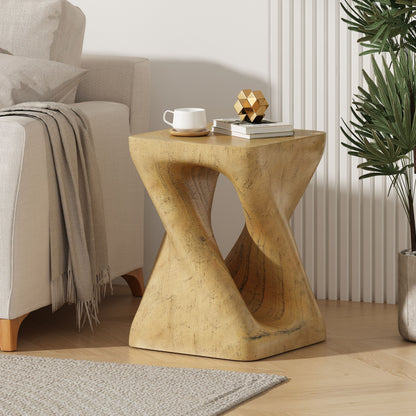 Mgo Twist Shape Side Table With Wood - Like Texture - Natural