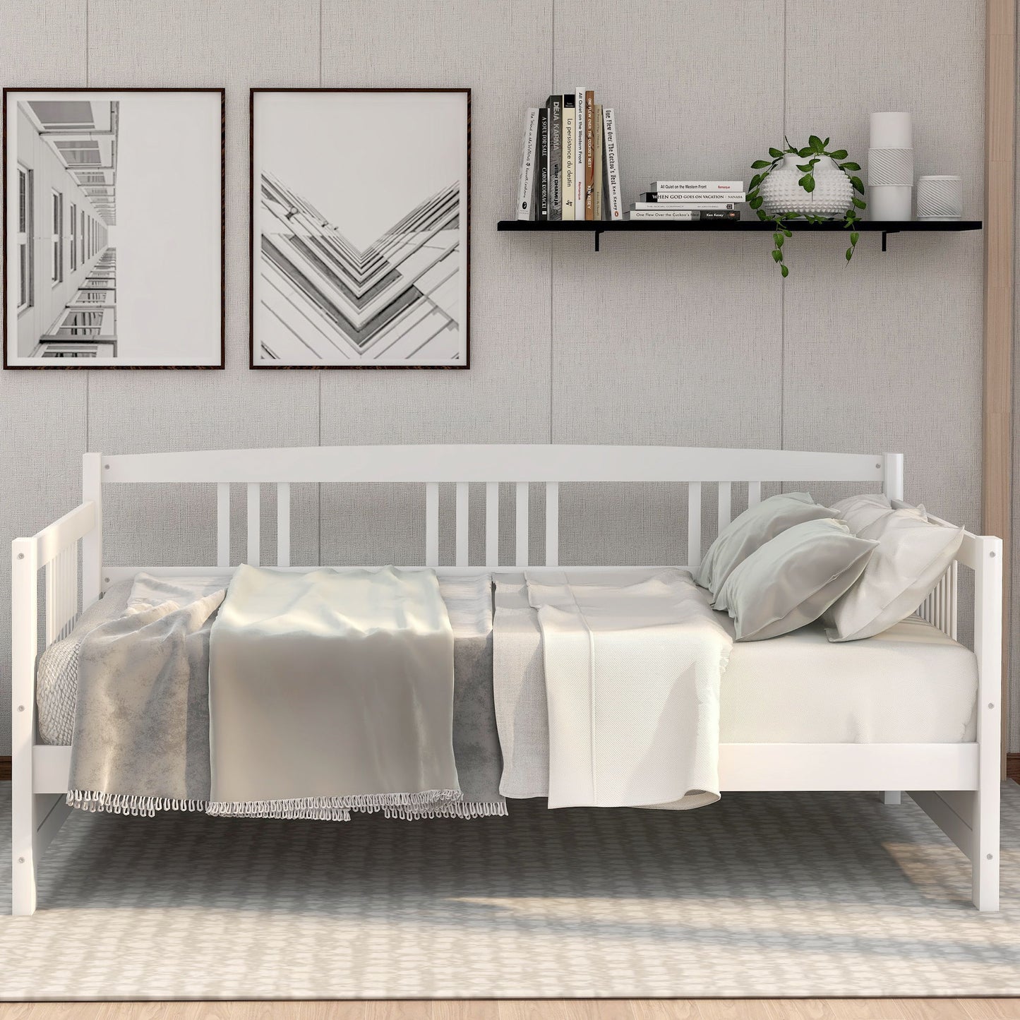 Twin Size Modern Daybed, Multifunctional - White