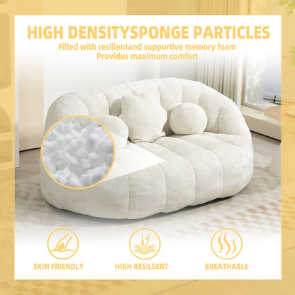 High Back Bean Bag Sofa Couch For Adults And Kids, Comfortable Lounger, Indoor & Outdoor Use - White