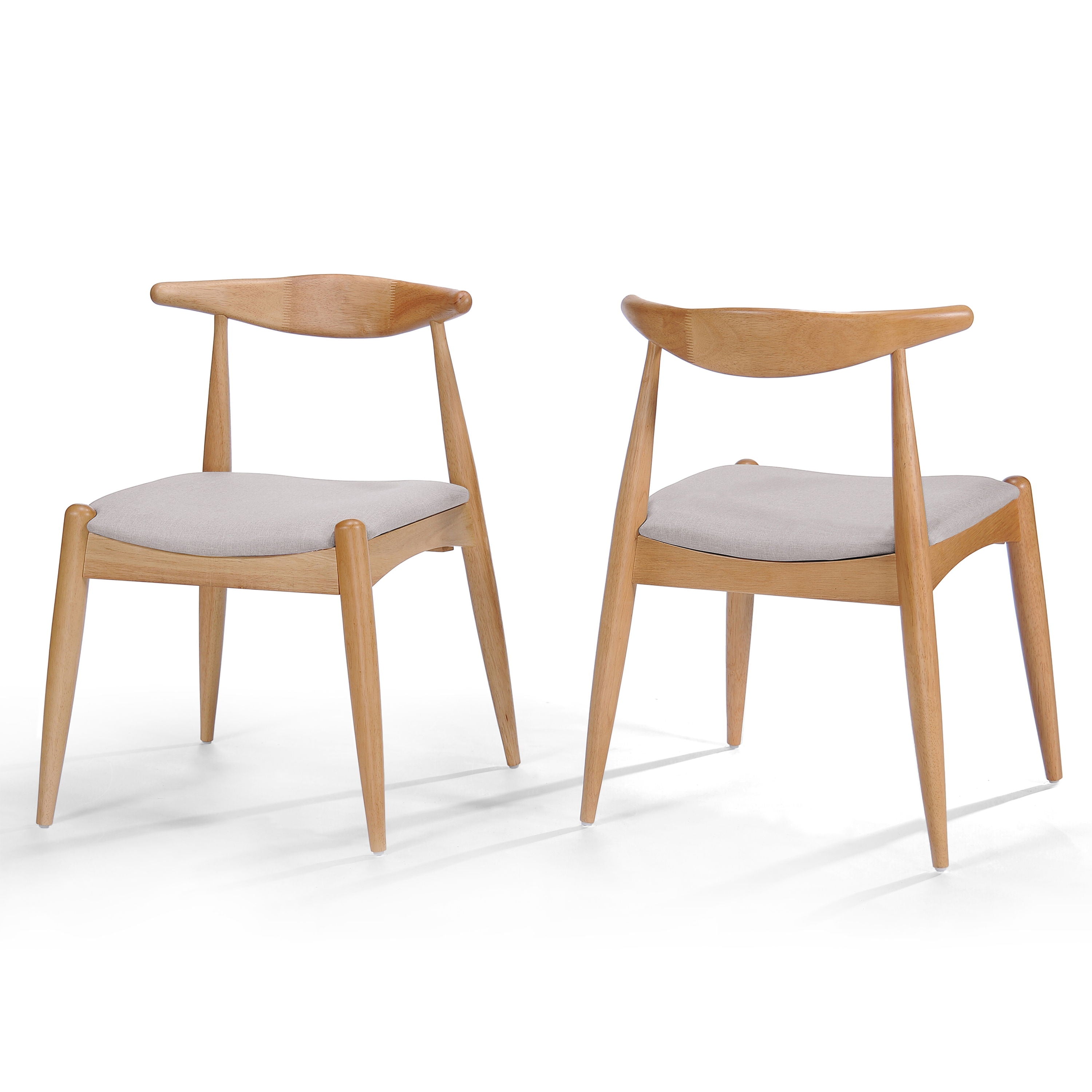 Candescent - Dining Chair With Curved Back And Wood Frame (Set of 2) - Beige