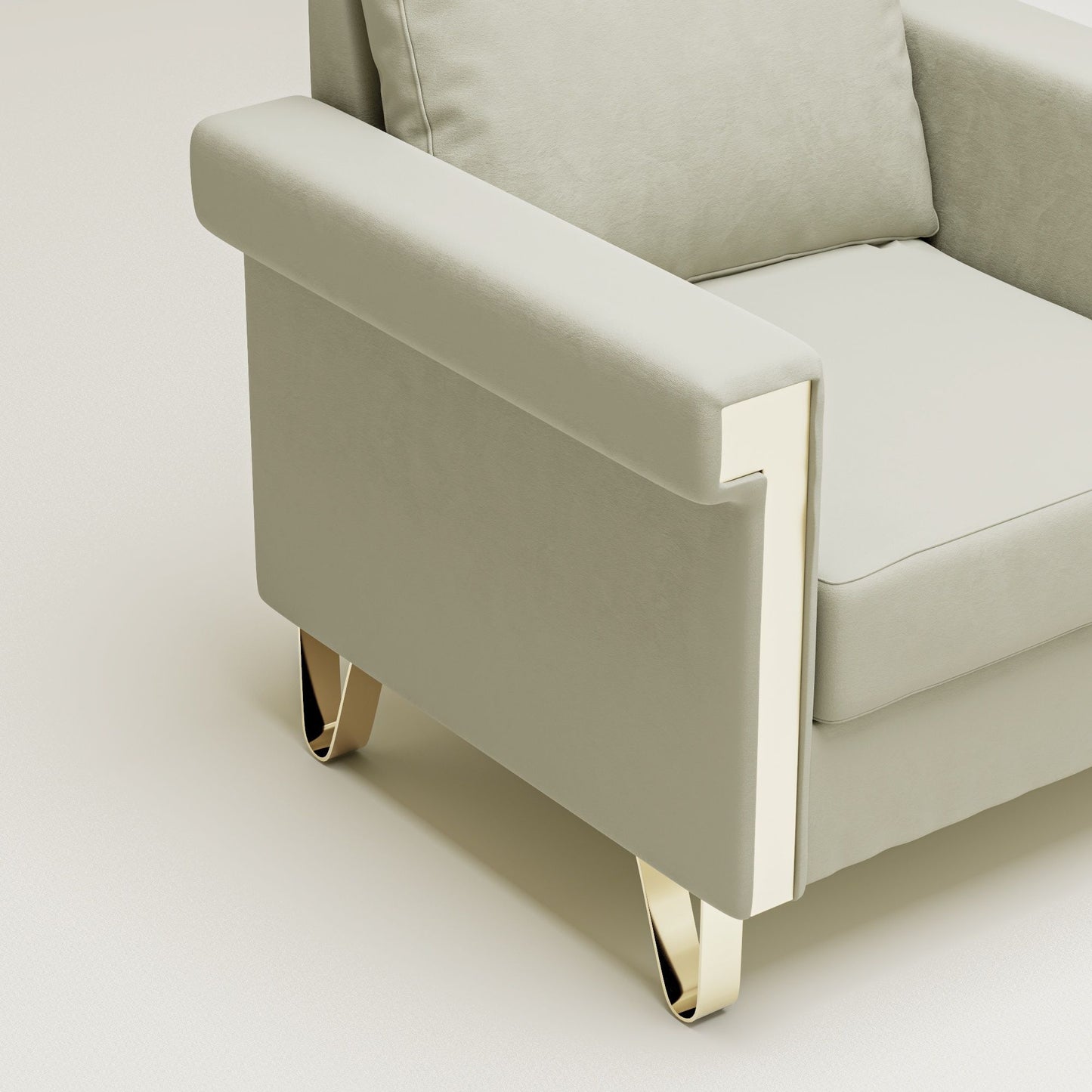 Shiny Velvet Chair With High Resilience Foam And Durable Metal Legs - Cream White