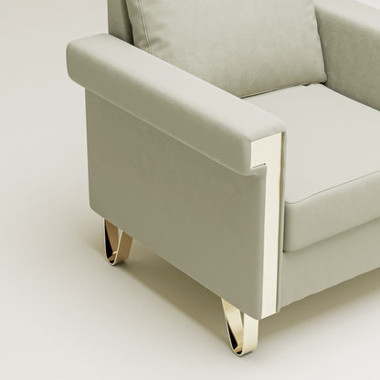 Shiny Velvet Chair With High Resilience Foam And Durable Metal Legs - Cream White