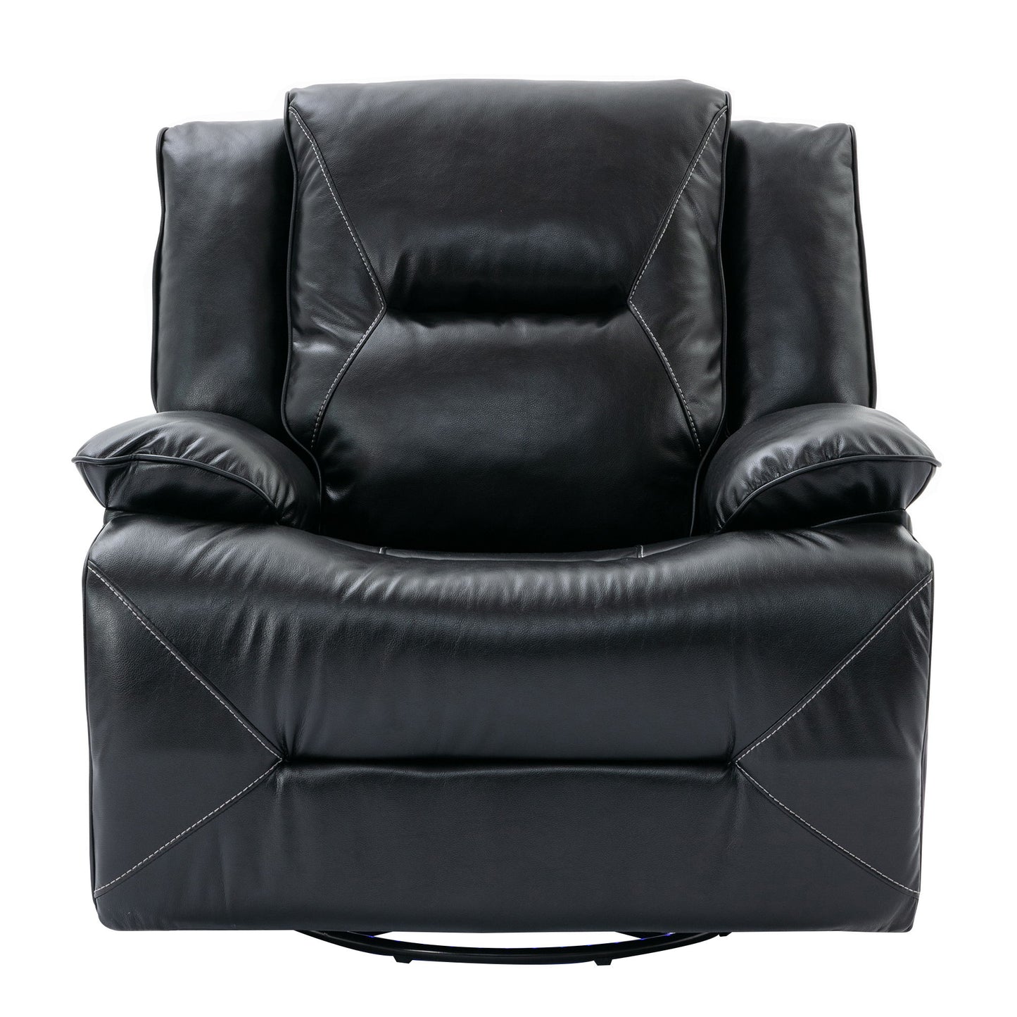 360ÔøΩÔøΩ Swivel And Rocking Home Theater Recliner Manual Recliner Chair With A Led Light Strip For Living Room - Black