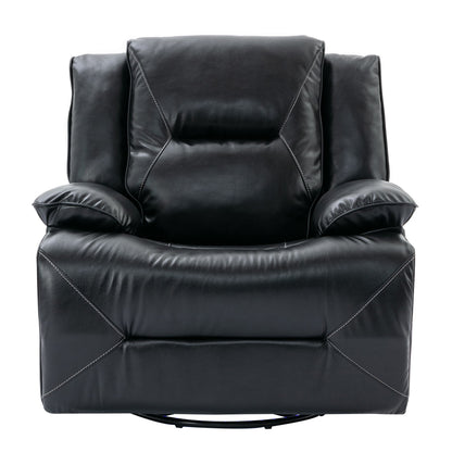 360ÔøΩÔøΩ Swivel And Rocking Home Theater Recliner Manual Recliner Chair With A Led Light Strip For Living Room - Black