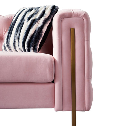 Chesterfield - Modern Tufted Velvet Living Room Sofa, 84.25''W Couch - Pink