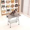 Folding Dog Pet Grooming Table Stainless Steel Frame Rubber Mat On Board With Adjustable Arm And Clamps Pet Dog Cat Grooming Table - Silver Gray