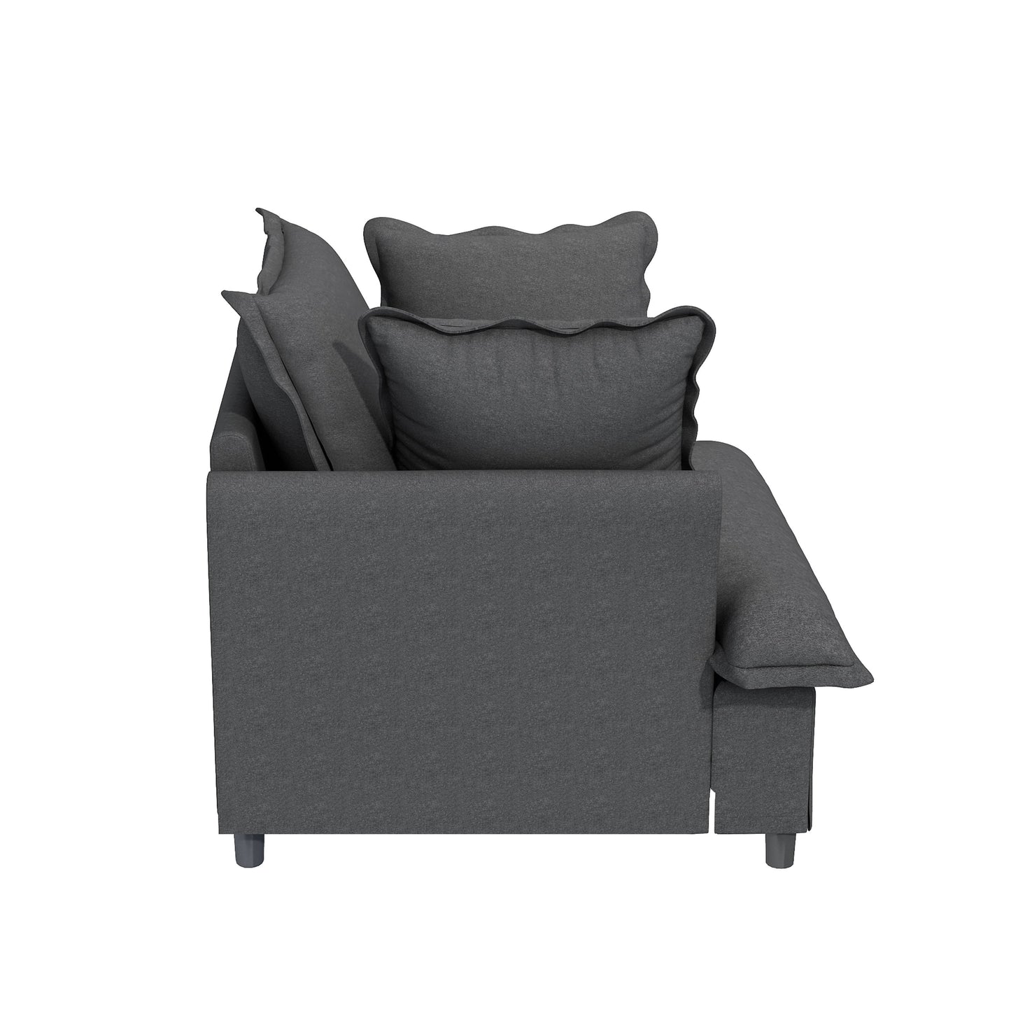 Oversized Single Seat Sofa Module For Modular Sectional Wide Seat, Armchair With Pillows Modern Upholstered Comfy Single Couch Lounge - Gray