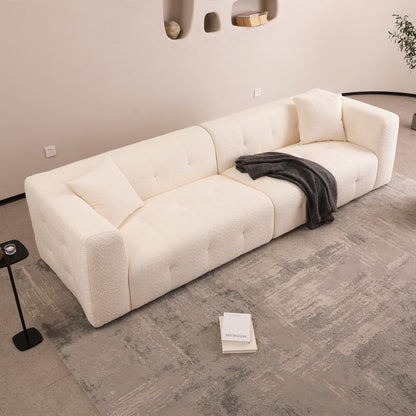 Stylish Sofa With Square Design And Thick Handrailing For Living Room Or Office - Beige