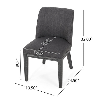 Modern Rustic Dining Chair (Set of 2) With Solid Wood Frame - Charcoal