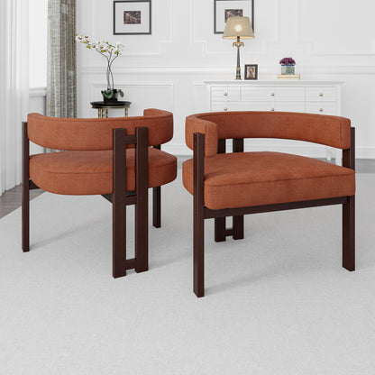 Modern Accent Chair Teddy Upholstered Armchair Open Back 3 Legs Barrel Dining Chair - Orange