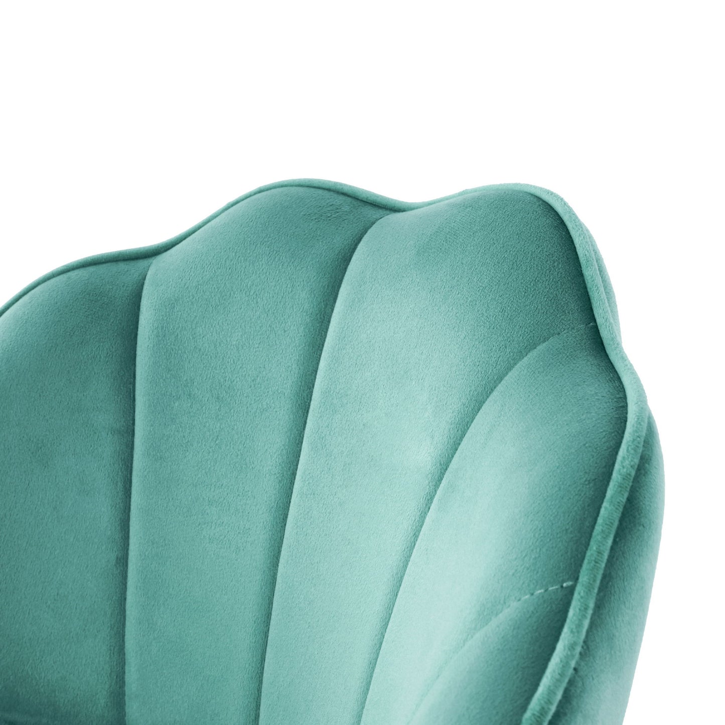 Shell Shape Velvet Bar Chair With Gold Plated Metal Legs (Set of 2) - Green
