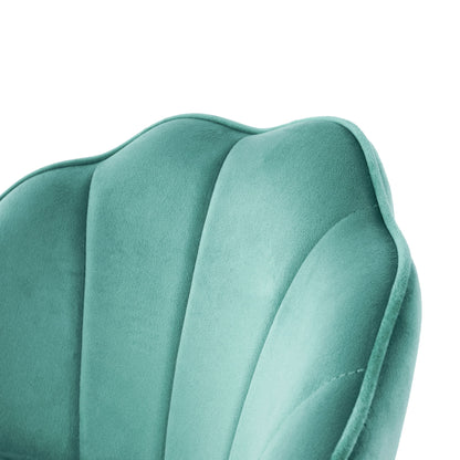 Shell Shape Velvet Bar Chair With Gold Plated Metal Legs (Set of 2) - Green