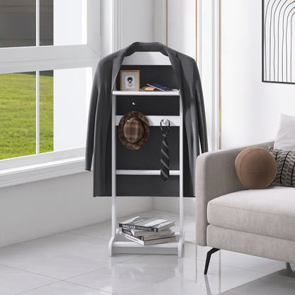Accent Portable Garment Rack, Clothes Valet Stand With Storage Organizer - White