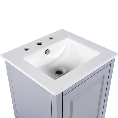 Modern 20.3" Bathroom Vanity With Sink And Functional Storage - Gray