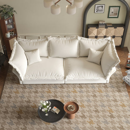 Modern Comfy Upholstered Sofa Cloud Couch, Deep Seat Couches With Multiple Large Soft Pillows, Convertible Deep Seat Chaise Longue For Living Room - Beige