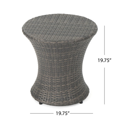 Thrive - Hourglass Rattan Table With No Glass Top - Gray