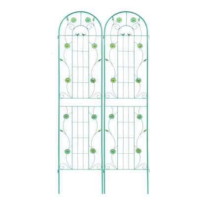 2 Pack Metal Garden Trellis Rustproof Trellis For Climbing Plant Outdoor Flower Support - Green