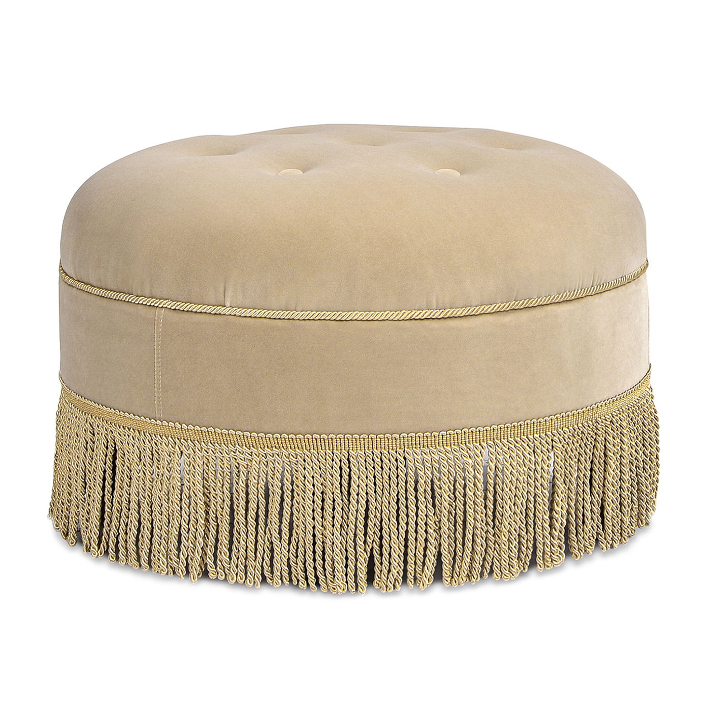 Yolanda - Round Upholstered Accent Ottoman - Fawn Brown