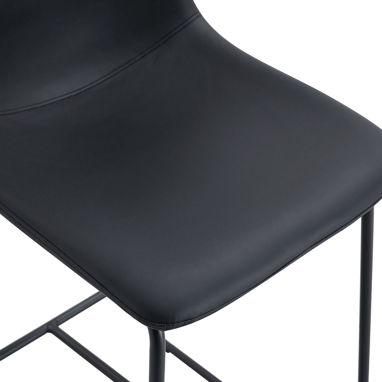 (Set of 2) Modern Minimalist Style Material Bar Stools, Suitable For Kitchen, Bar And Modern Home Design - Black