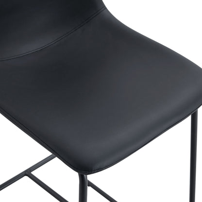 (Set of 2) Modern Minimalist Style Material Bar Stools, Suitable For Kitchen, Bar And Modern Home Design - Black