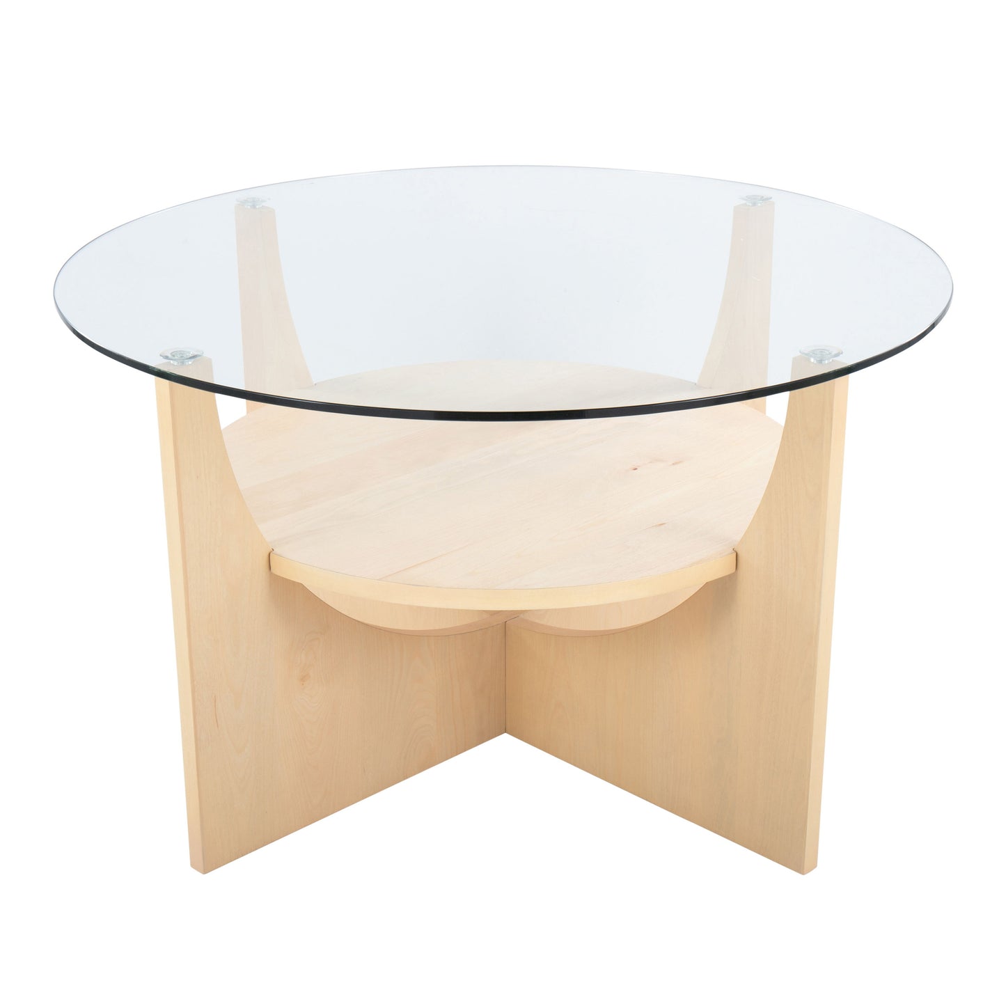U - Shaped Contemporary Coffee Table - Natural / Clear