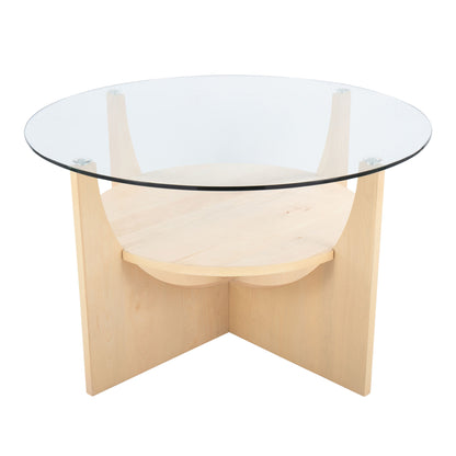 U - Shaped Contemporary Coffee Table - Natural / Clear