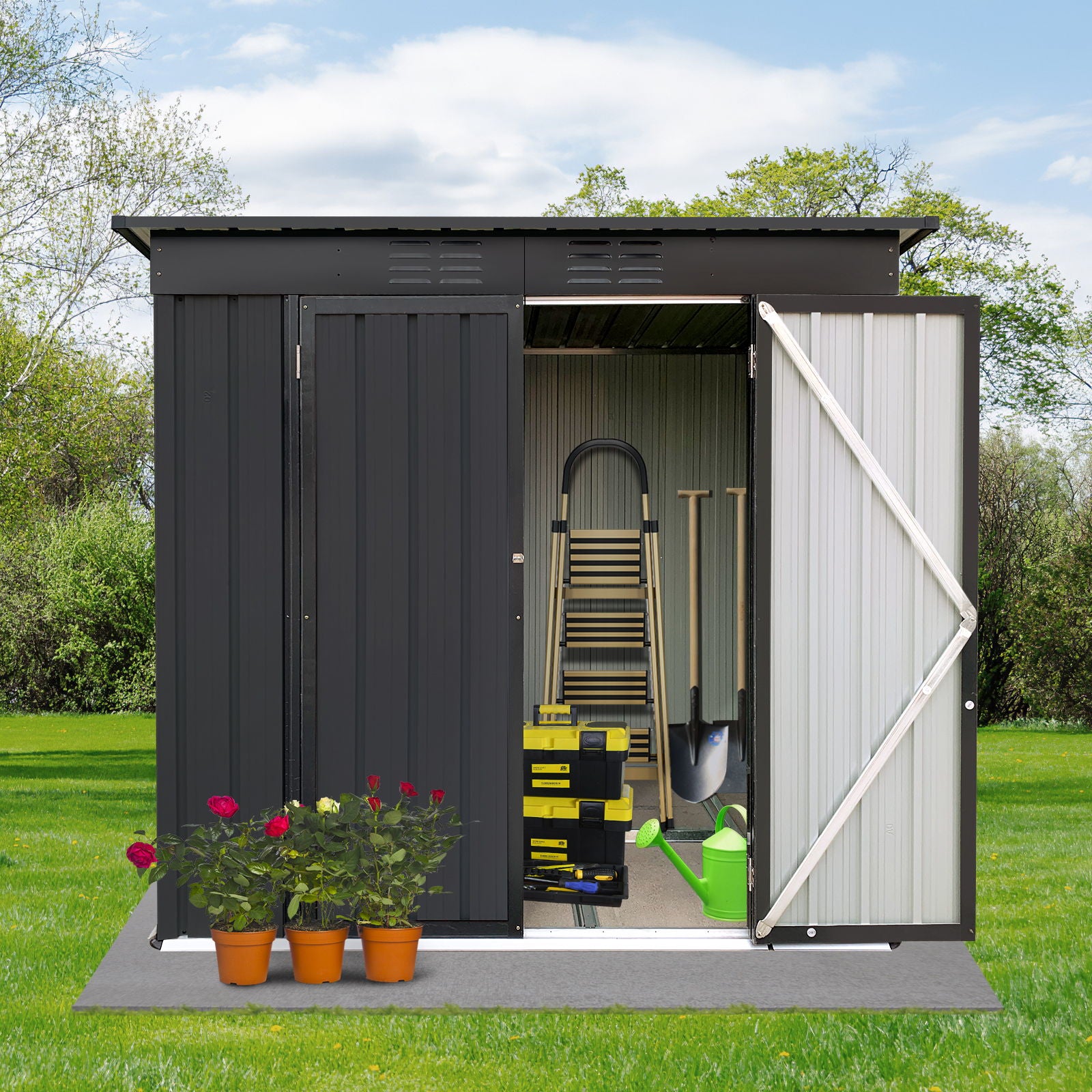 4Ftx6Ft Garden Sheds Outdoor Storage Sheds - Black