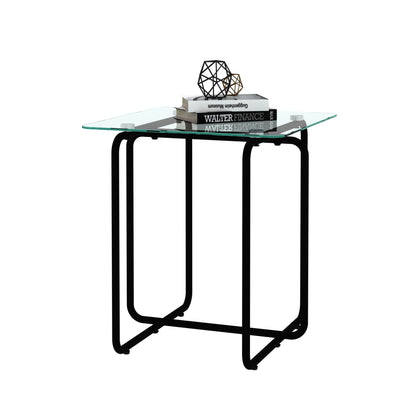 Modern Tempered Glass Coffee Table End Table Side Table For Living Room, Bedroom, Transparent - Black