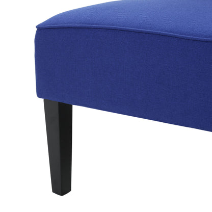 Contemporary Loveseat With Upholstered Fabric And Birch Wood Legs - Navy Blue