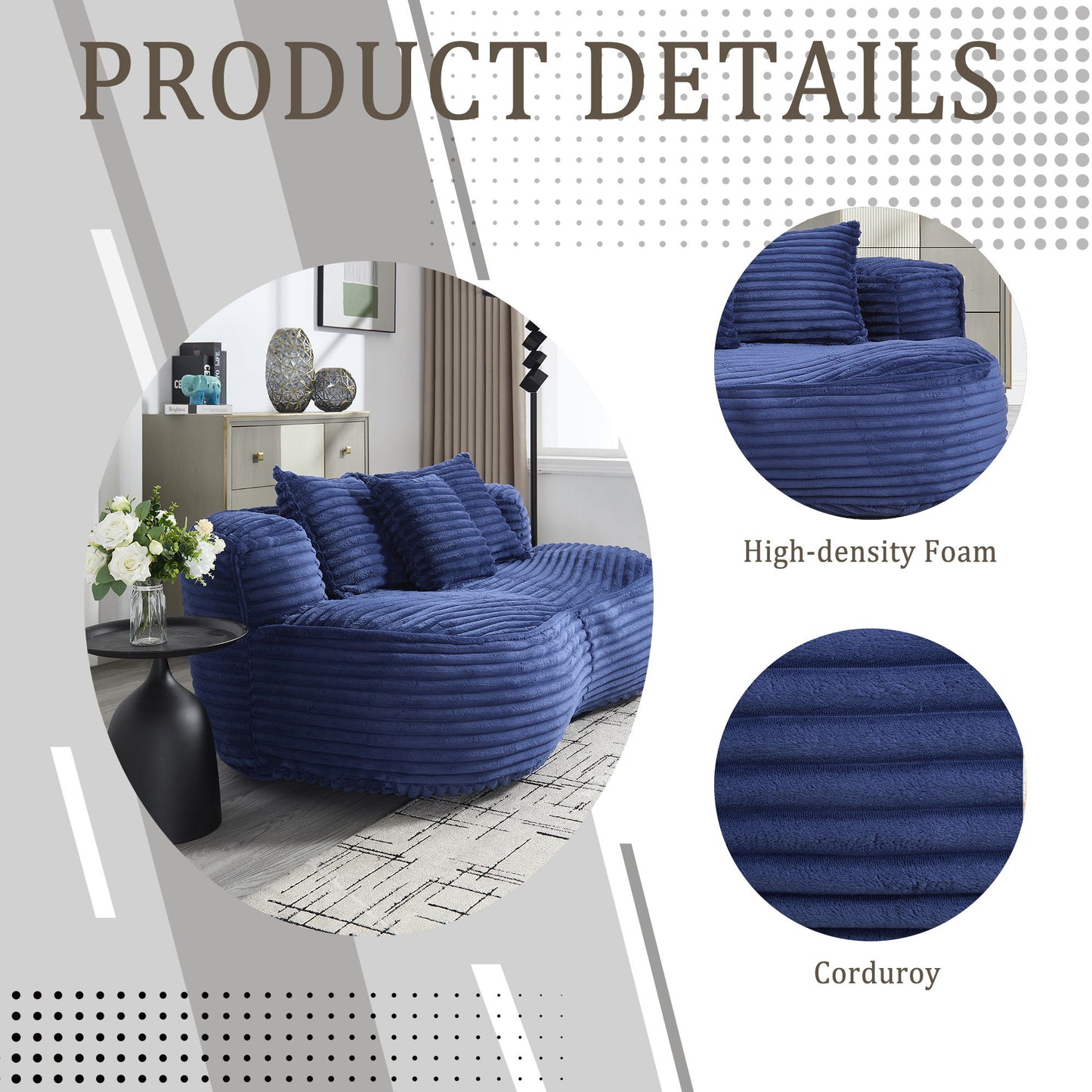 Bean Bag Sofa Lazy Sofa Durable Comfort Lounger High Back Chair For Adults And Kids, Indoor & Outdoor - Navy