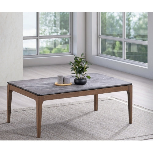 Bevis - Engineered Stone Top Rectangular Coffee Table - Black