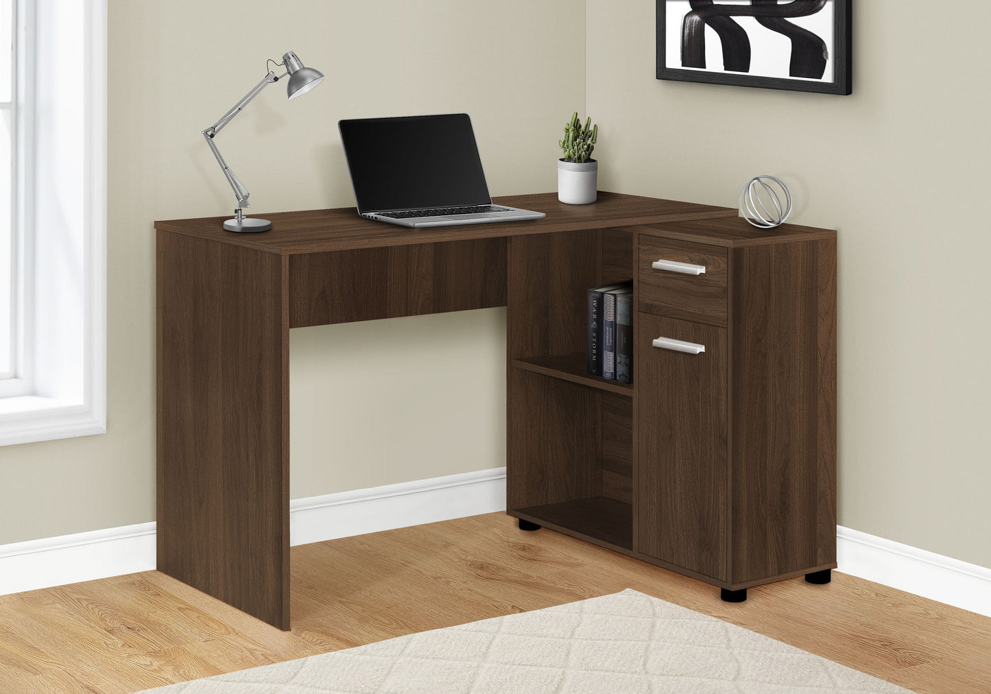 Computer Desk, Home Office, Corner, Storage Drawers, L Shape, Laptop, Contemporary & Modern - Walnut