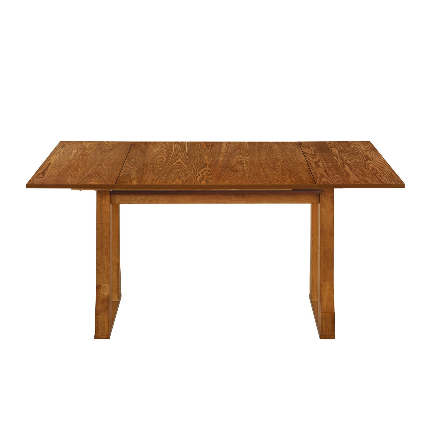 Modern 6 Piece Extendable Dining Table Set With 4 Wicker Back Upholstered Dining Chairs And Long Bench, 2 Removable Leaf - Walnut