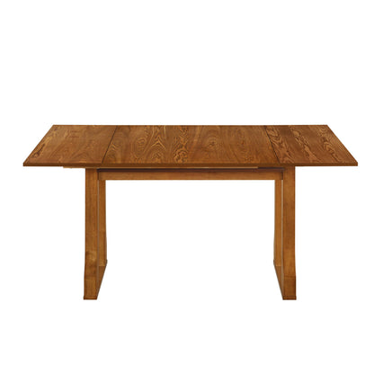 Modern 6 Piece Extendable Dining Table Set With 4 Wicker Back Upholstered Dining Chairs And Long Bench, 2 Removable Leaf - Walnut