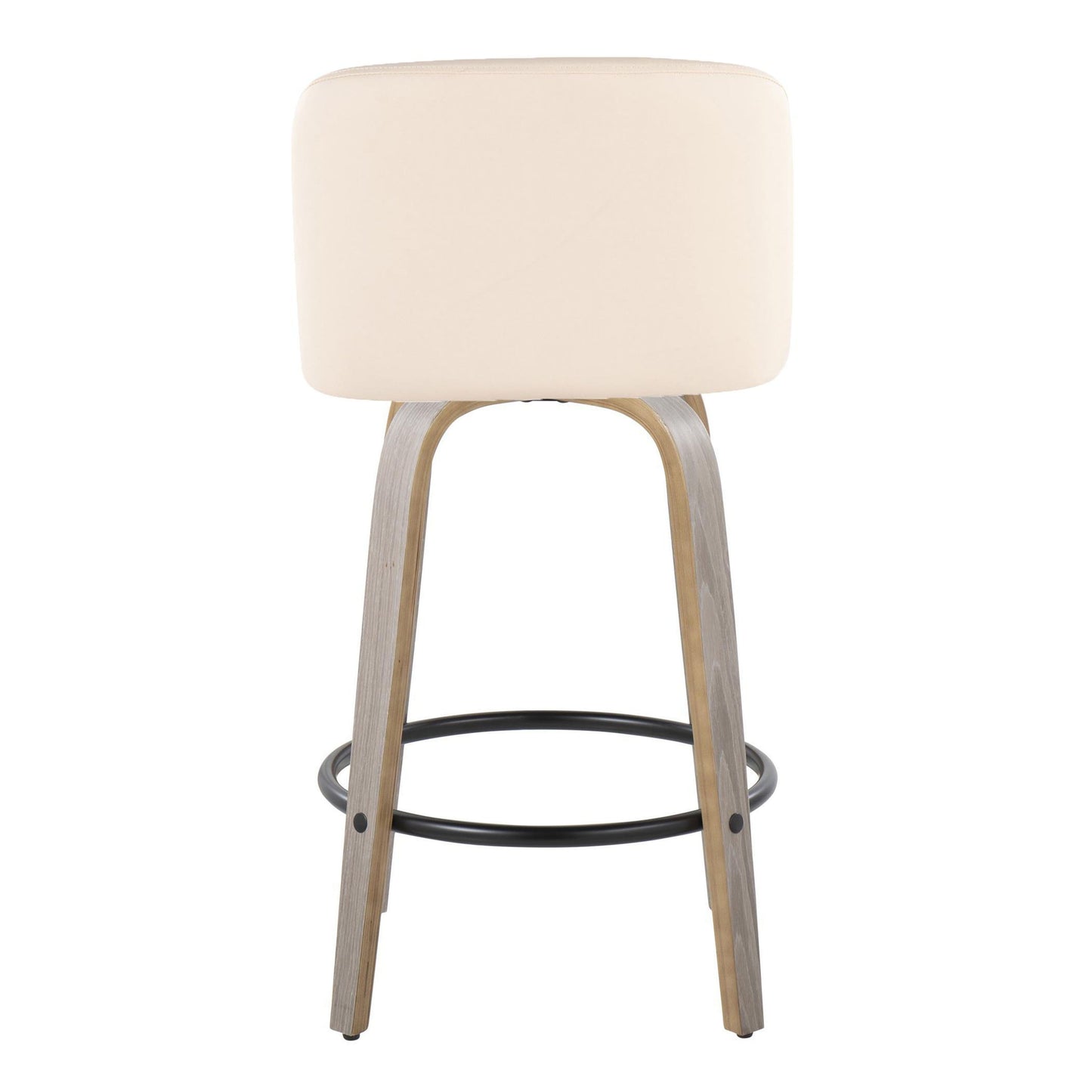 Toriano - Contemporary Fixed Height Counter Stool & Swivel And Round Footrest (Set of 2) - Light Gray / Cream