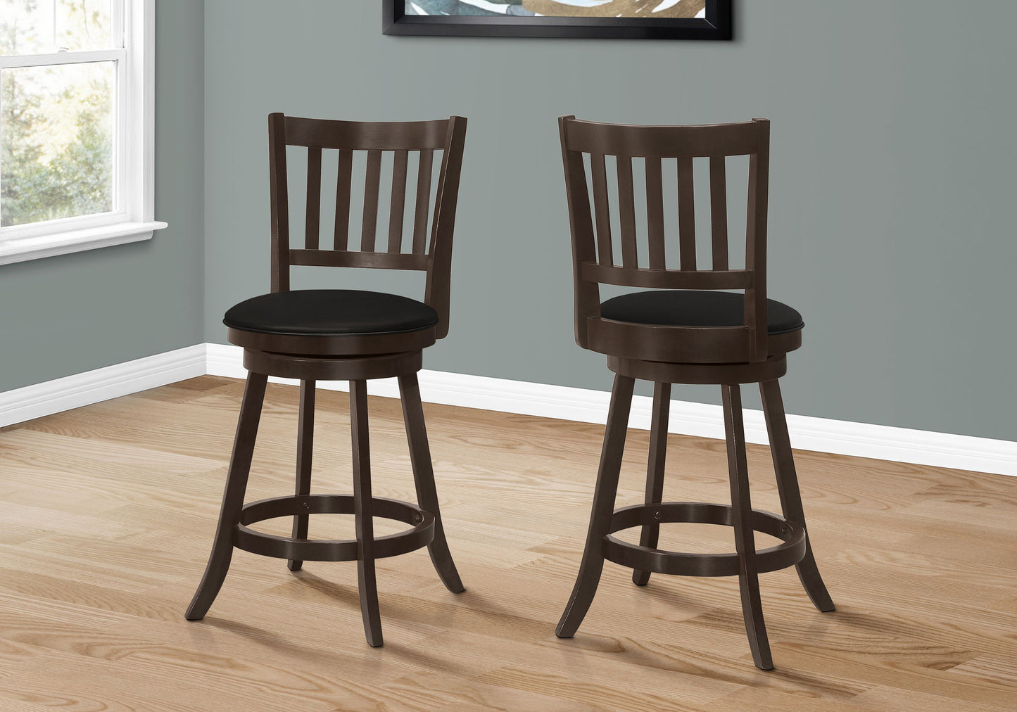 Swivel Bar Stool Counter Height, Transitional Comfortable Seating (Set of 2) - Espresso