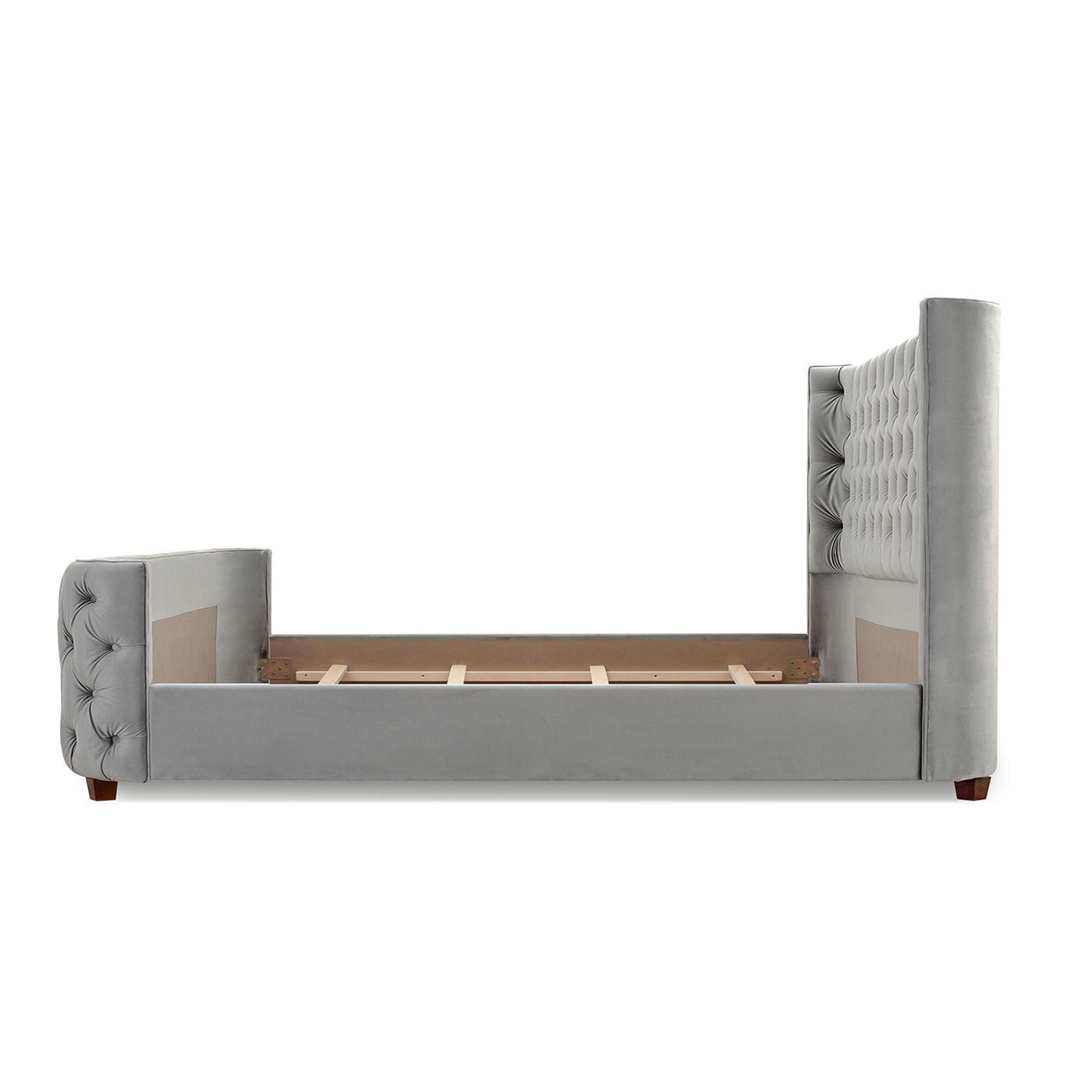 Brooklyn - King Tufted Panel Bed Headboard And Footboard Set - Opal Gray
