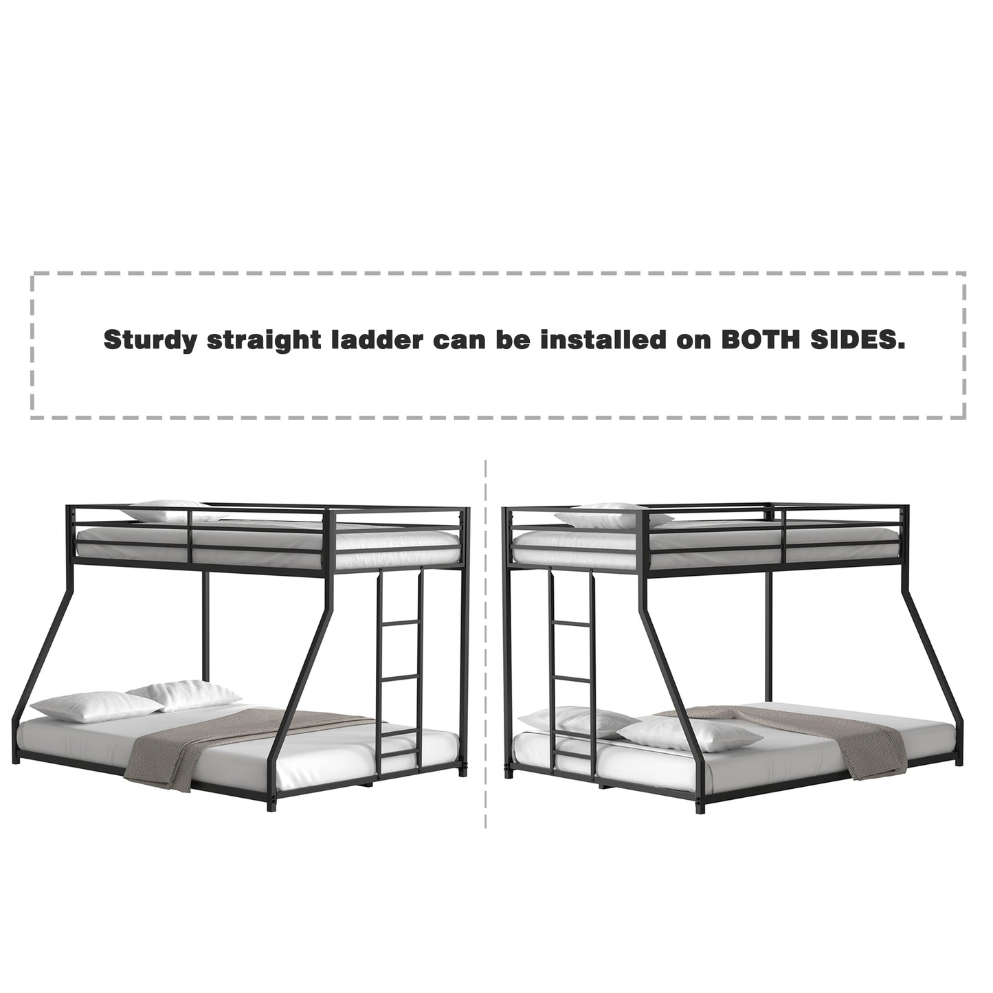 Adam - Twin Over Full Metal Bunk Bed - Black Metal