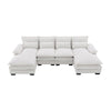 Modern U-Shaped Sectional Sofa With Waist Pillows, 6 Seat Upholstered Symmetrical Sofa Furniture, Sleeper Sofa Couch With Chaise Lounge - White