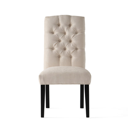 Harriet - Tufted Dining Chairs Upholstered With Solid Wood Frame (Set of 2) - Ivory