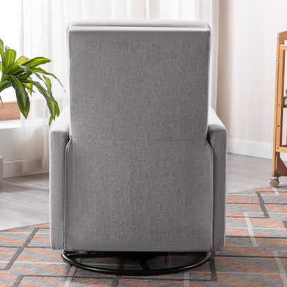 Modern Upholstered Rocker Nursery Chair Plush Seating Glider Swivel Recliner Chair - Gray