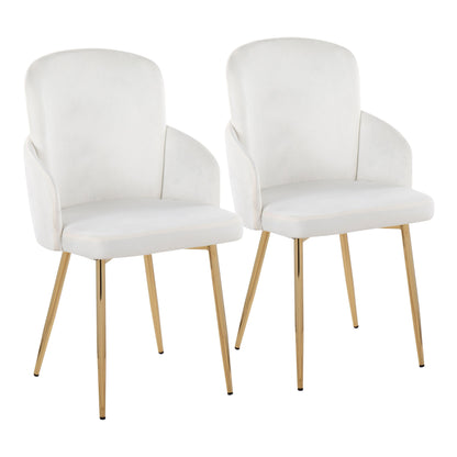 Dahlia - Contemporary Dining Chair (Set of 2) - Cream / Gold