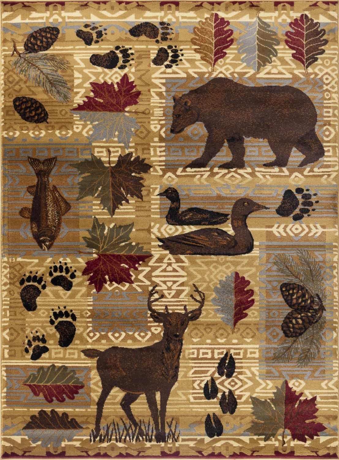 Nature's Nest - 7'10" X 10'3" Lodge Area Rug Polyester - Multi