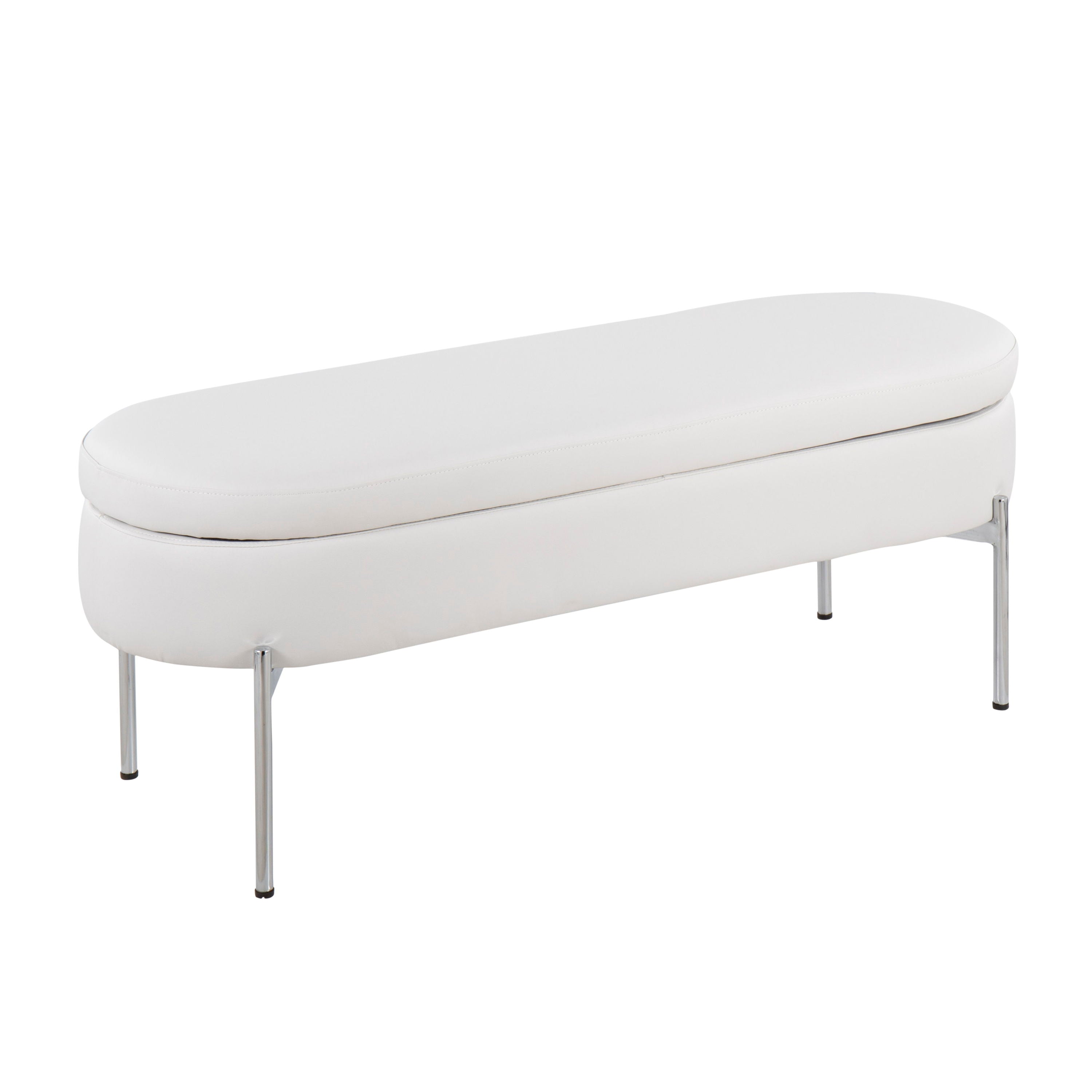 Chloe - Contemporary / Glam Bench - Chrome / White