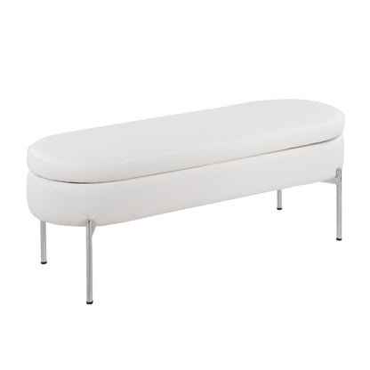 Chloe - Contemporary / Glam Bench - Chrome / White