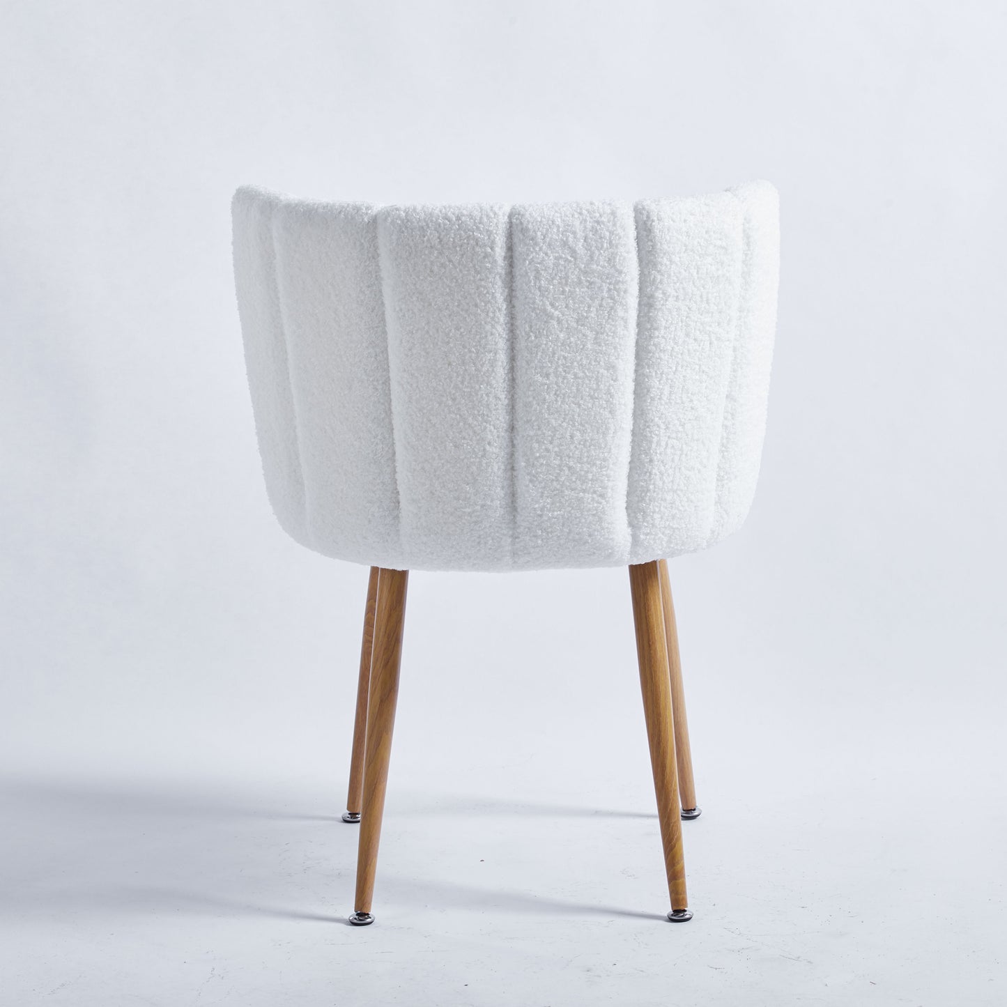 Modern Dining Chair (Set of 2) With Iron Tube Wood Color Legs, Shorthair Cushions And Comfortable Backrest, Suitable For Dining Room, Living Room, Cafe, Simple Structure - White
